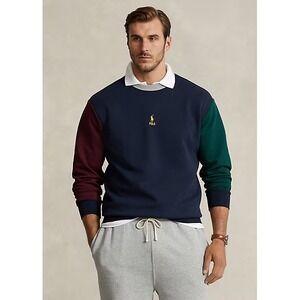 MENS POLO RALPH LAUREN CREW NECK  2X BIG SWEATSHIRT~COLORBLOCK~NWT